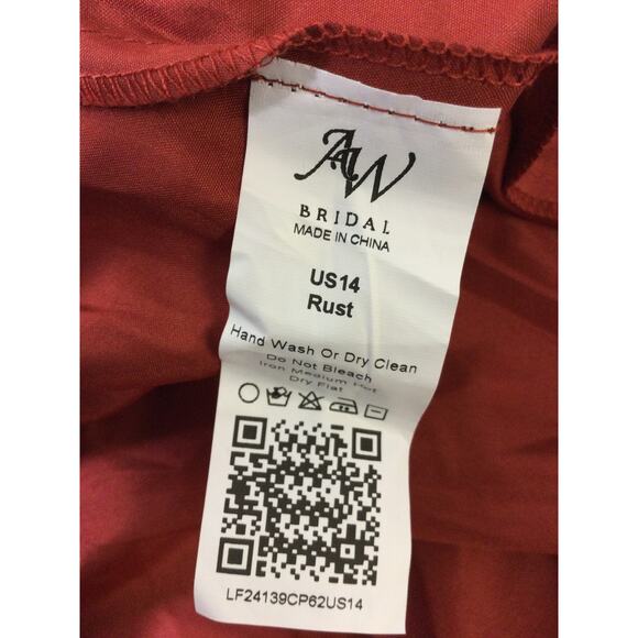 AW BRIDAL 14 1X plus rust red bridesmaid cocktail formal party maxi dress b125 - Picture 7 of 7